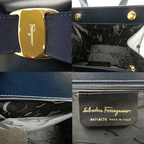 SALVATORE FERRAGAMO Navy Leather Bag - Picture 9 of 10